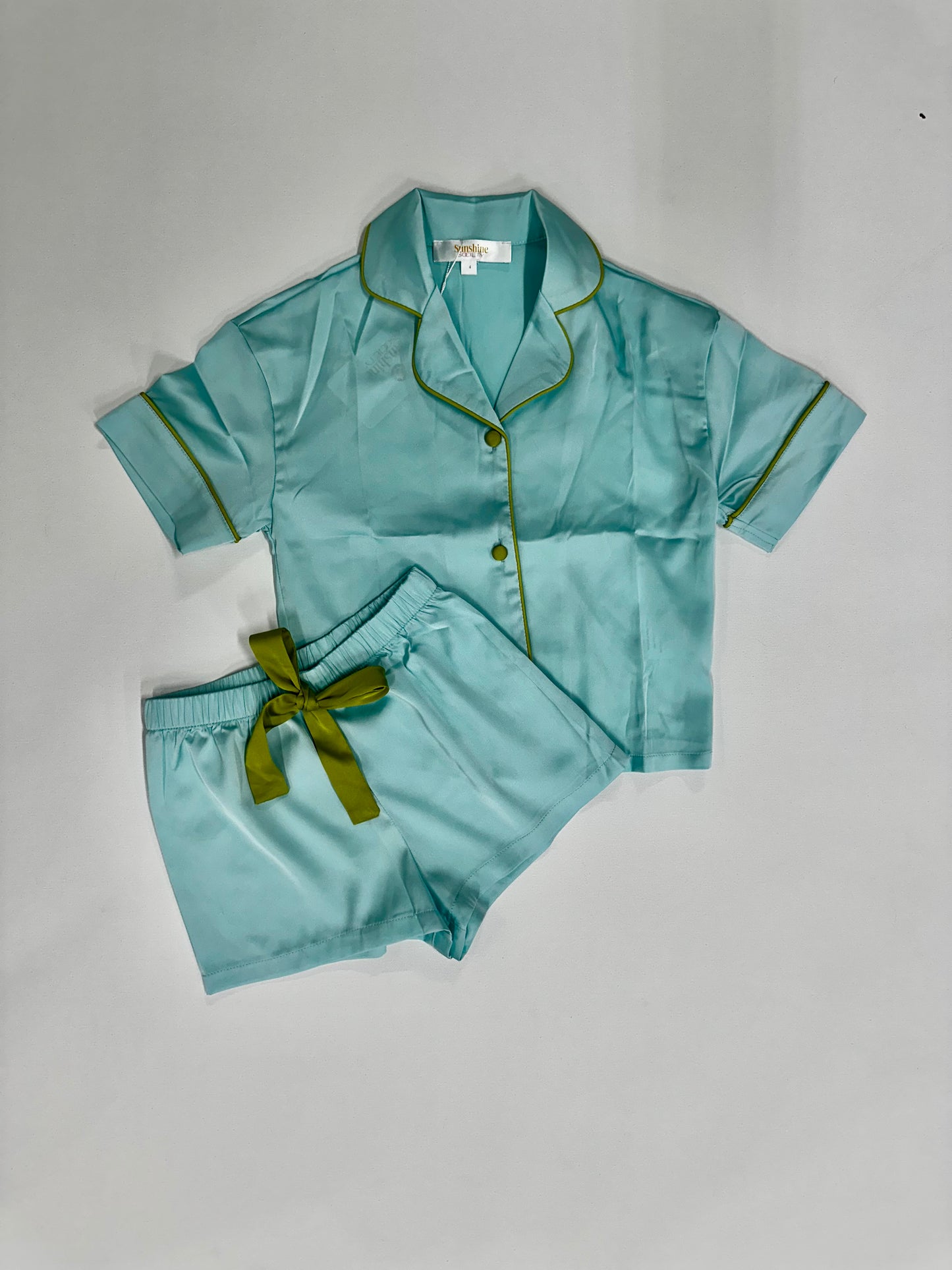 Silky Turquoise Short Sleeve/Shorts