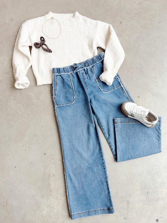 Frayed Drawstring Jean