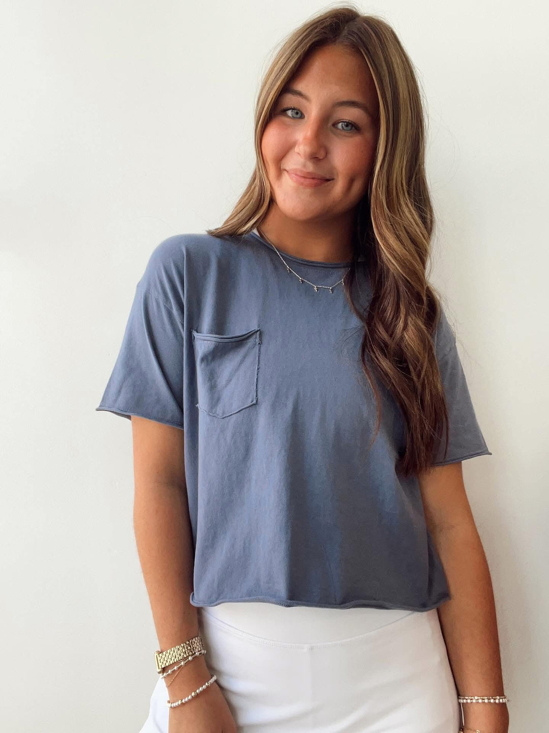 Cotton Jersey Raw Edge Pocket Tee