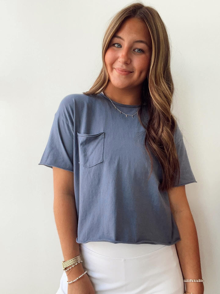 Cotton Jersey Raw Edge Pocket Tee
