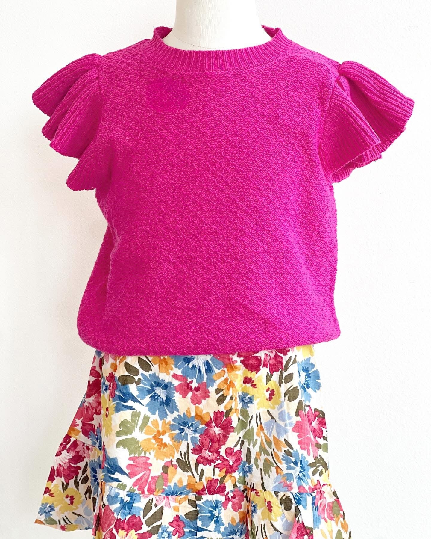 Pearl Ruffle Cap Sleeve Top