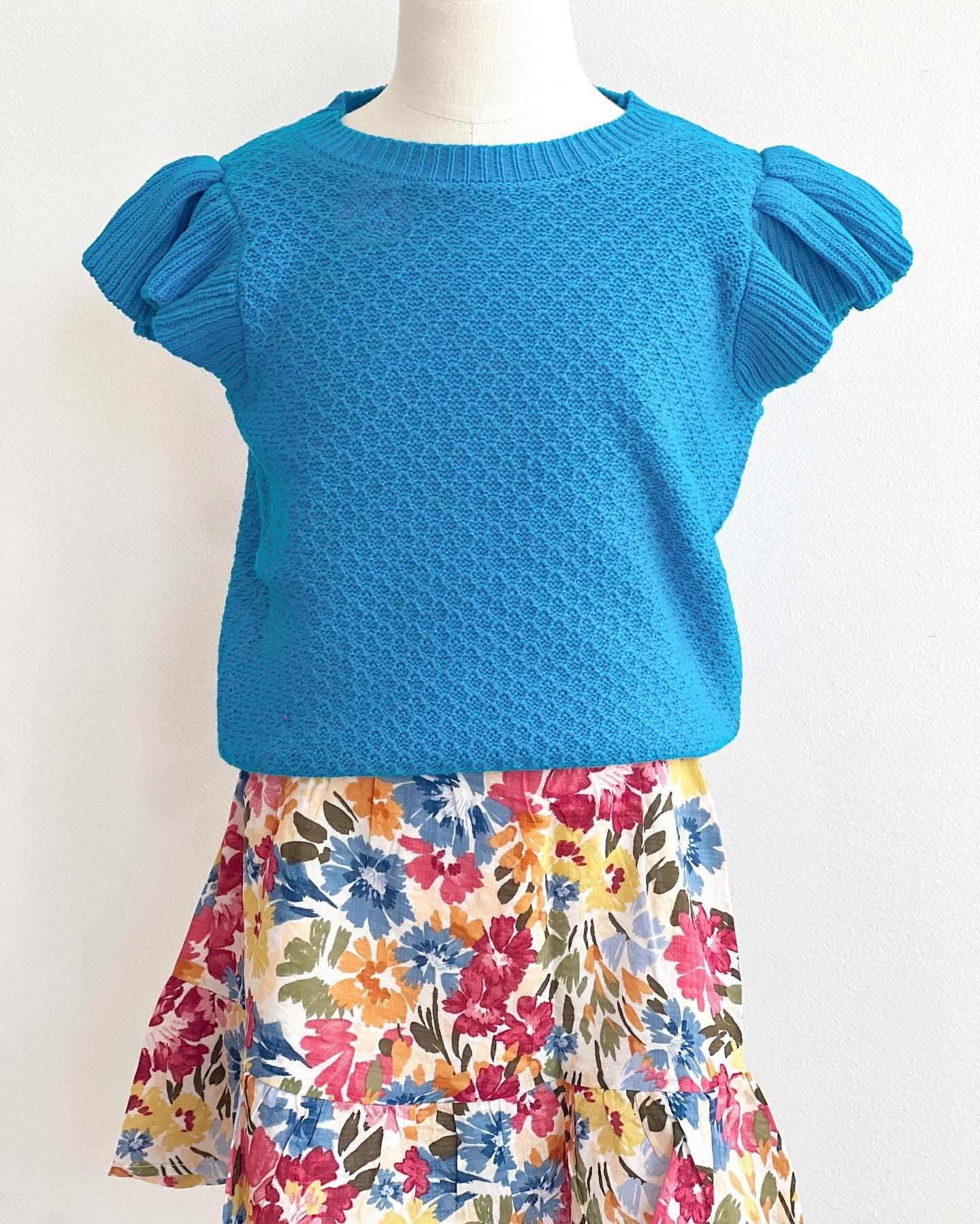 Pearl Ruffle Cap Sleeve Top