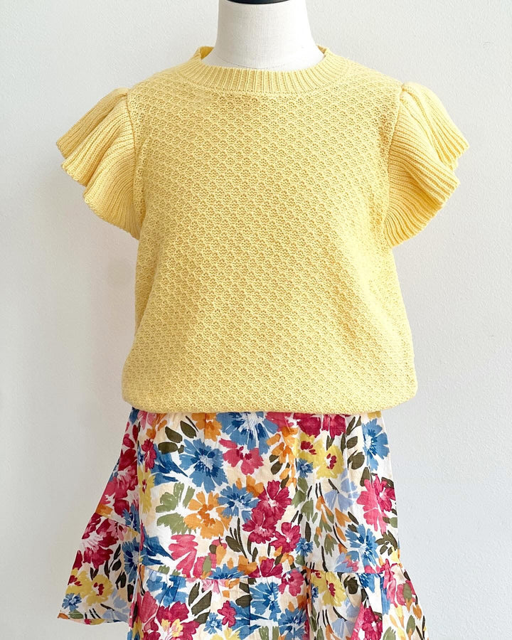 Pearl Ruffle Cap Sleeve Top