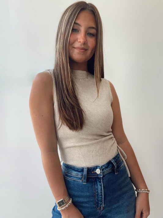 Hacci Rib Drawstring Muscle Top