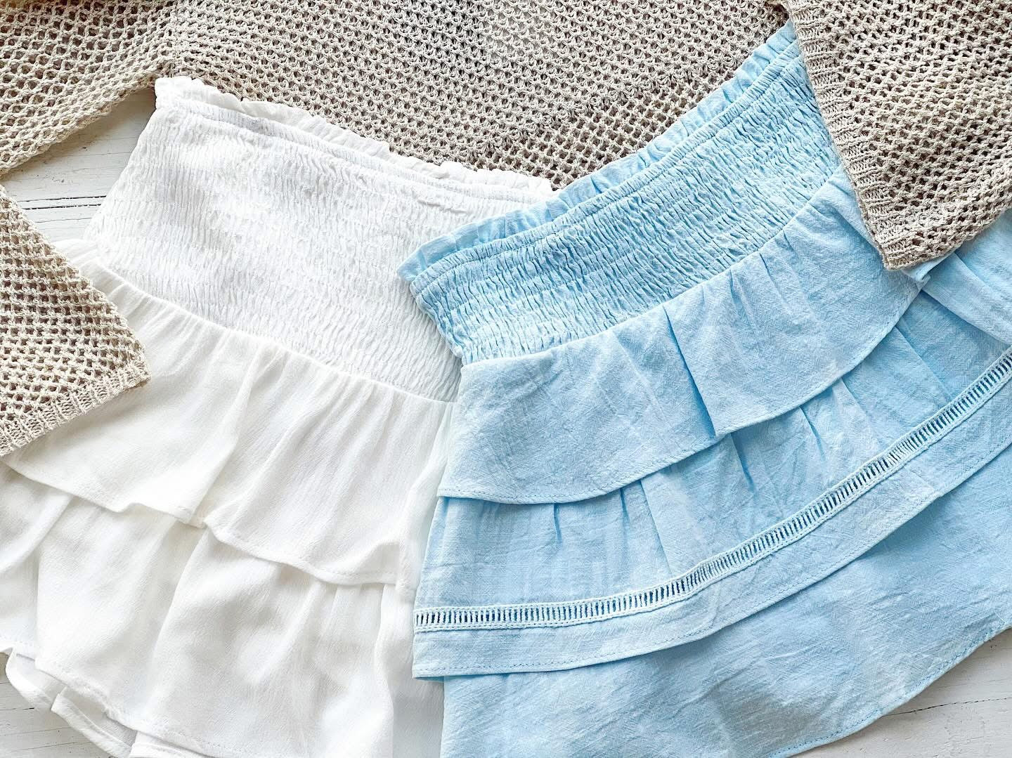 Smocked Ruffle Tiered Mini Skirt