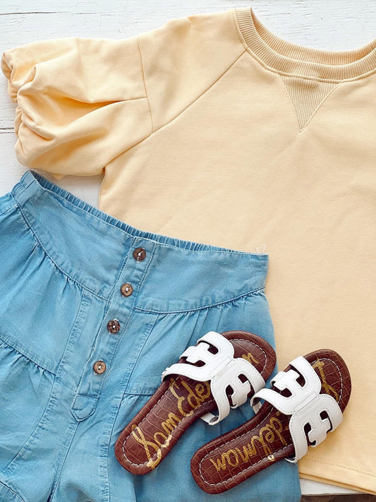 Button Tiered Wide Leg Shorts