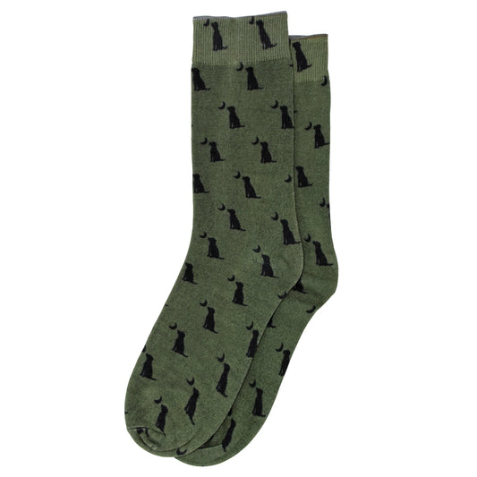 Olive Dog & Moon Dress Socks