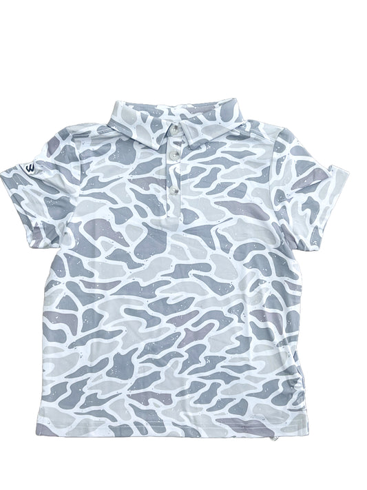 Youth White Camo Polo