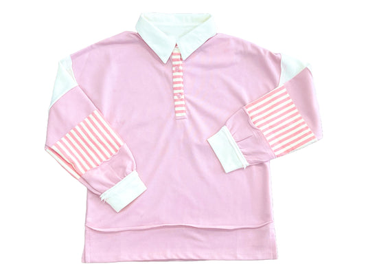 Mixed Media Knit Rugby Shirt