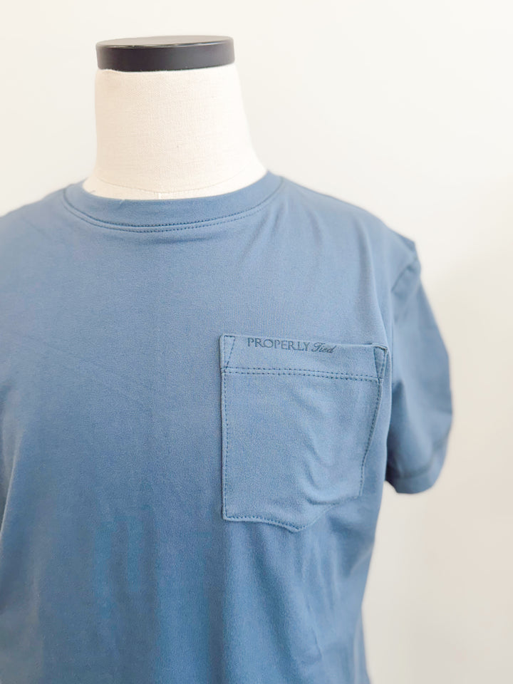 Boys Dusk Blue Ravine Pocket Tee