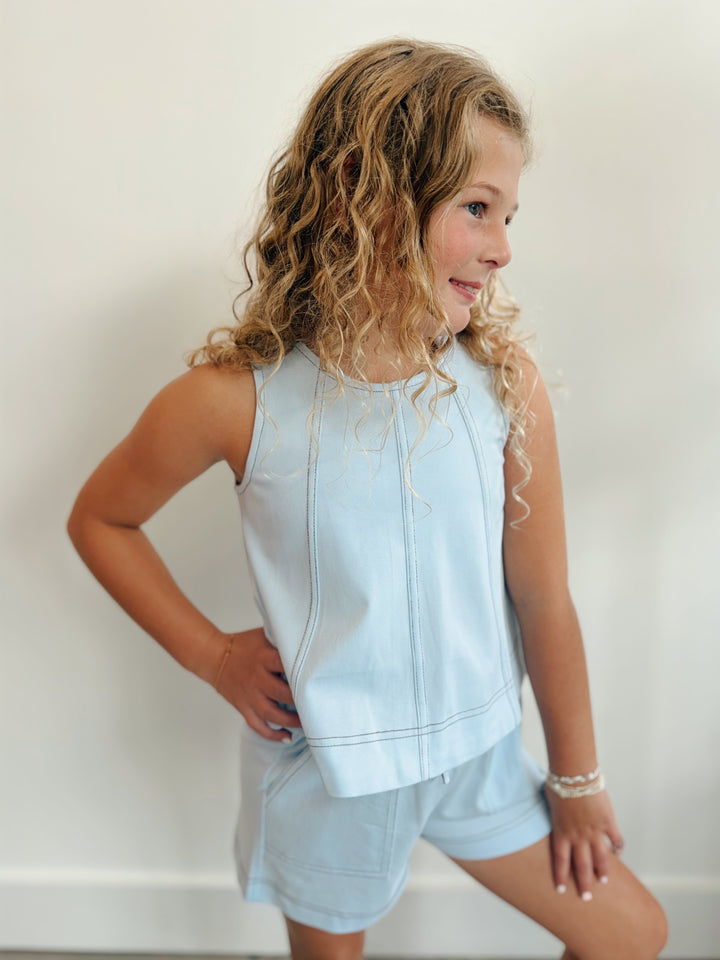 Girls Panel Knit Tank