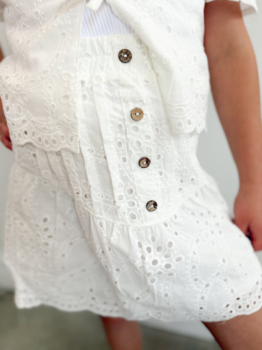 Girls Scallop Eyelet Skirt