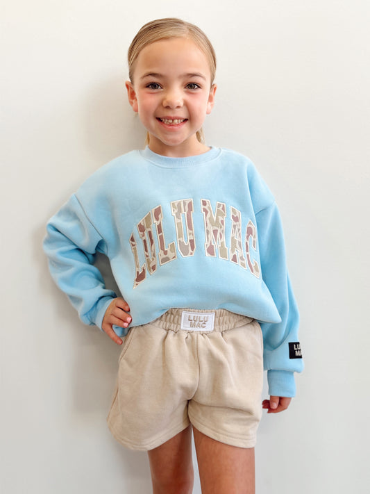 Girls Lulu Mac Light Blue Camo Sweatshirt
