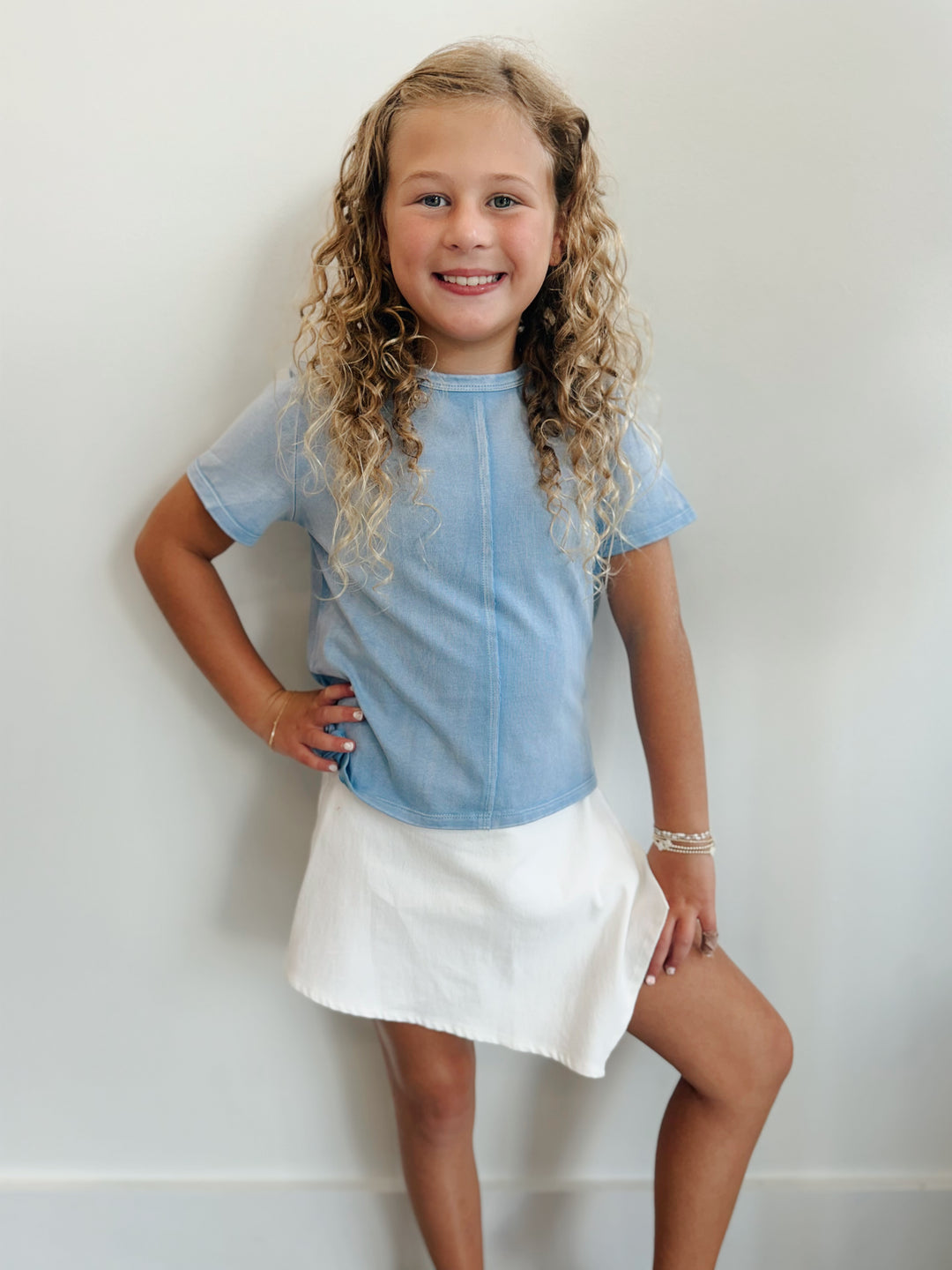 Girls Washed Detail Top