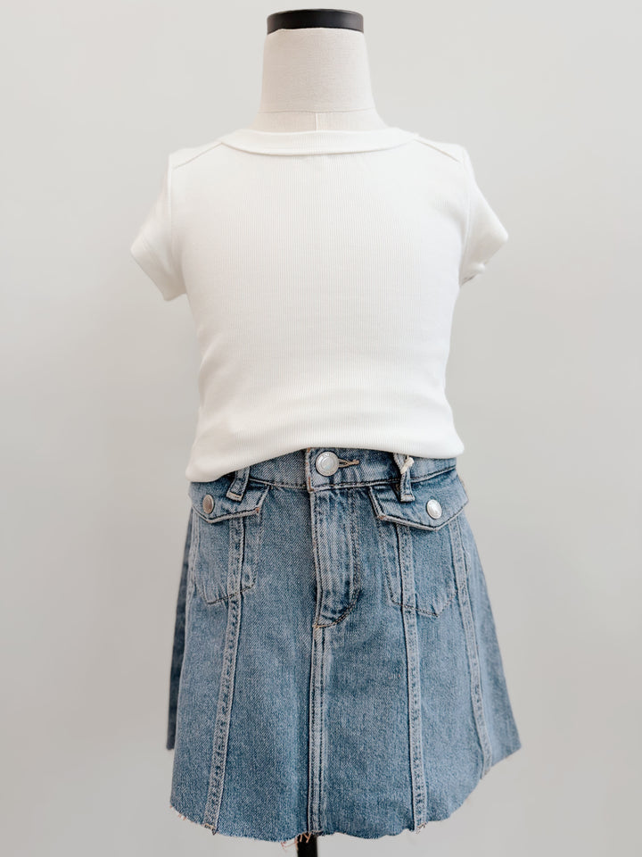 Rib Exposed Cap Sleeve Tee
