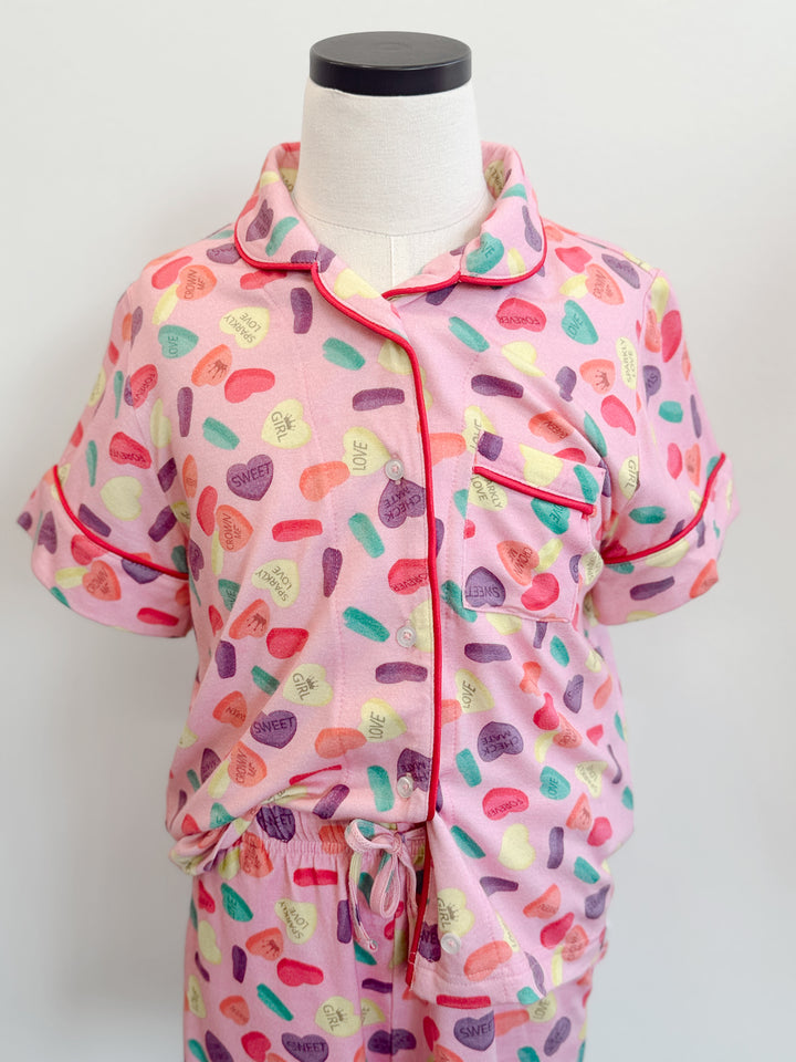 Girls Candy Hearts Short Pajama Set