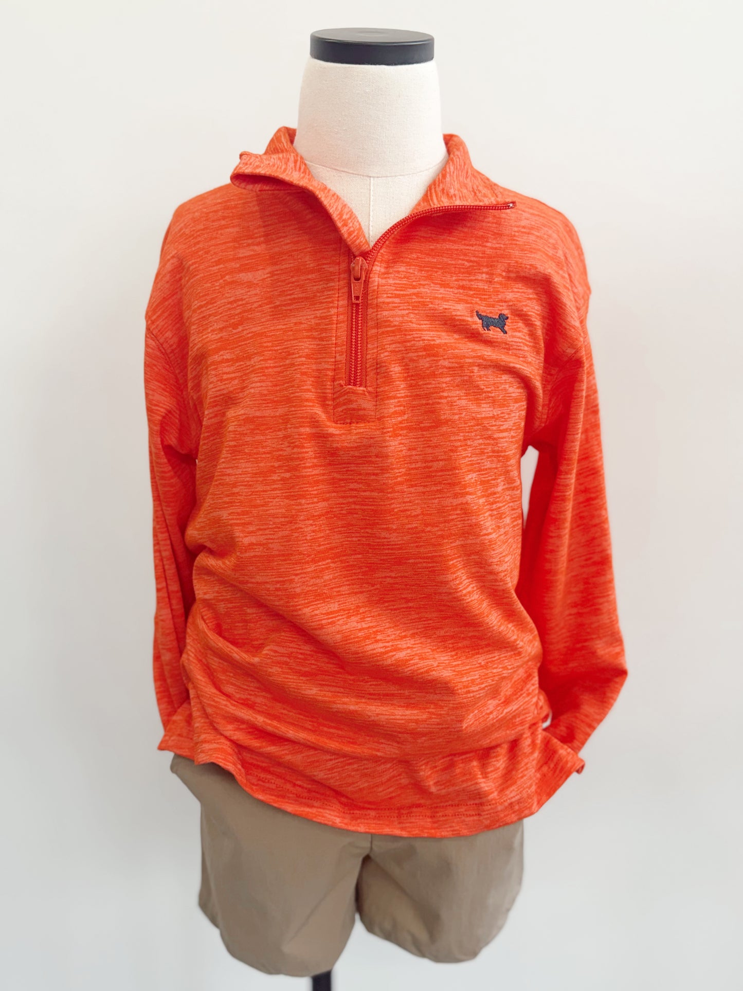 1/4 Zip Cloudy Yarn Top - Orange Crush