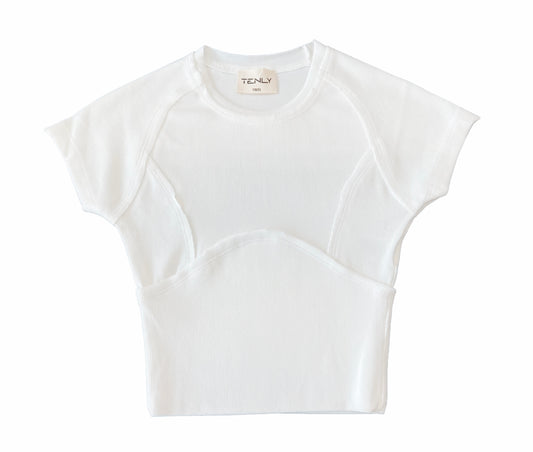 Rayon Rib Cap Sleeve Baseball Tee