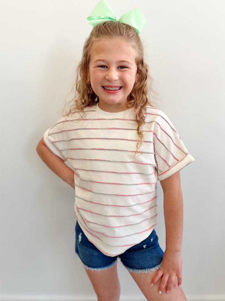 Fran Green &amp; Pink Stripe Top