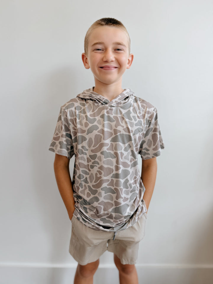 Youth Classic Deer Camo Short Sleeve Perf Hoodie
