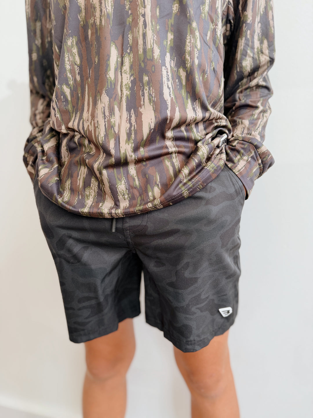 Youth Black Camo Athletic Shorts