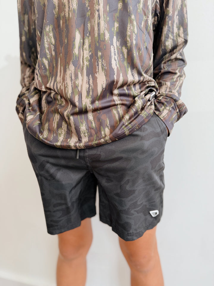 Youth Black Camo Athletic Shorts