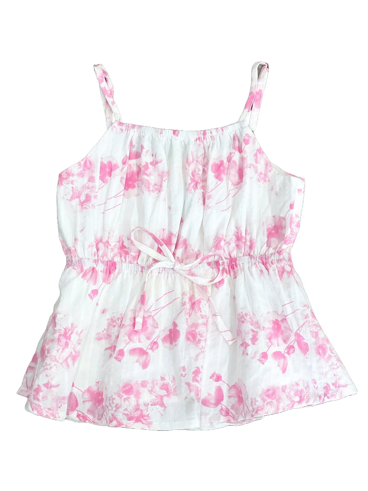 Textured Floral Tie Peplum Tank