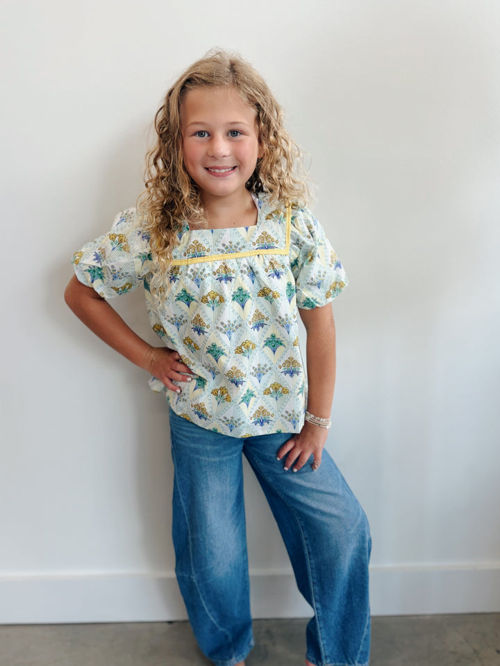 Girls Floral Lace Top