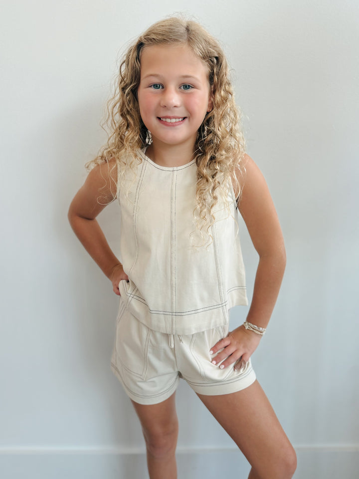 Girls Panel Knit Tank