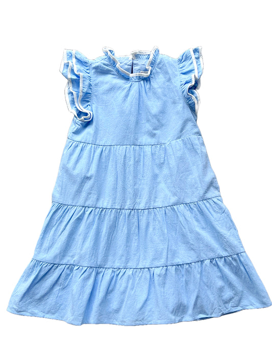 Contrast Piped Ruffle Detail Dress
