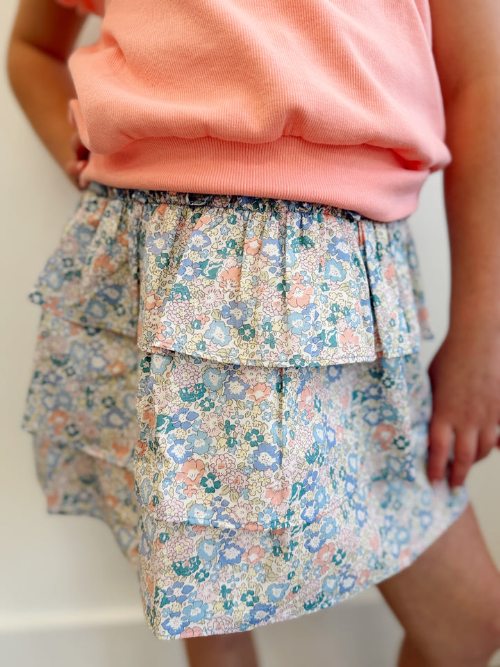 Sally Coral Floral Skirt