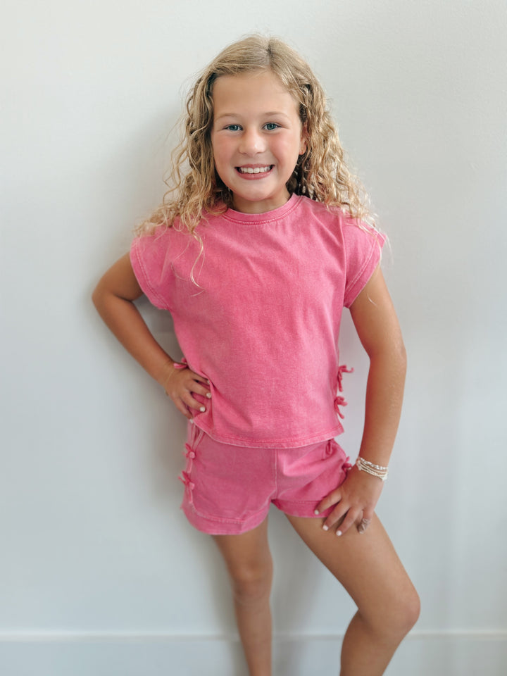 Girls Bow Detail Knit Tee