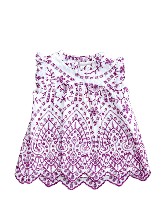 Eyelet Riffle Scallop Hem Top
