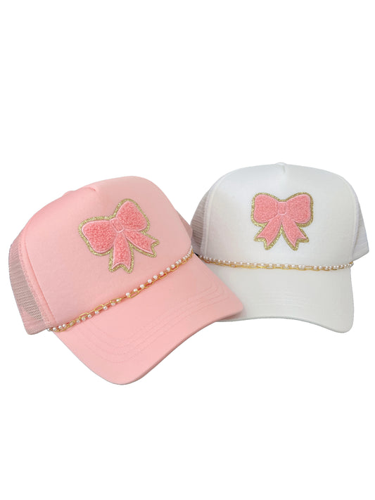 Ribbon & Pearl Chain Trucker Hat