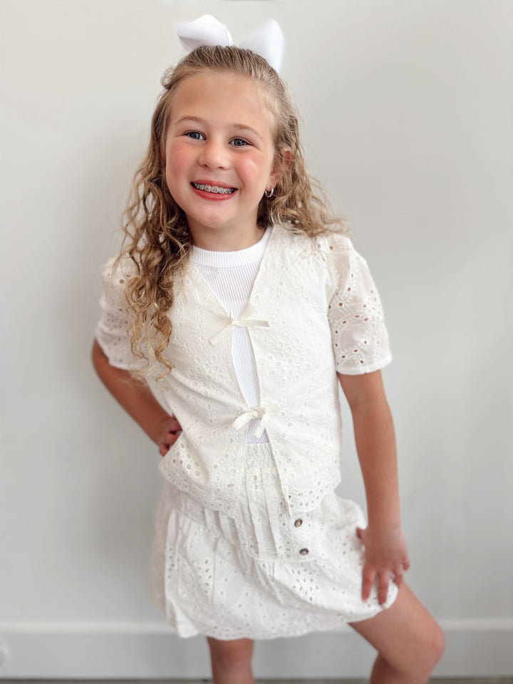 Girls Floral Eyelet Top