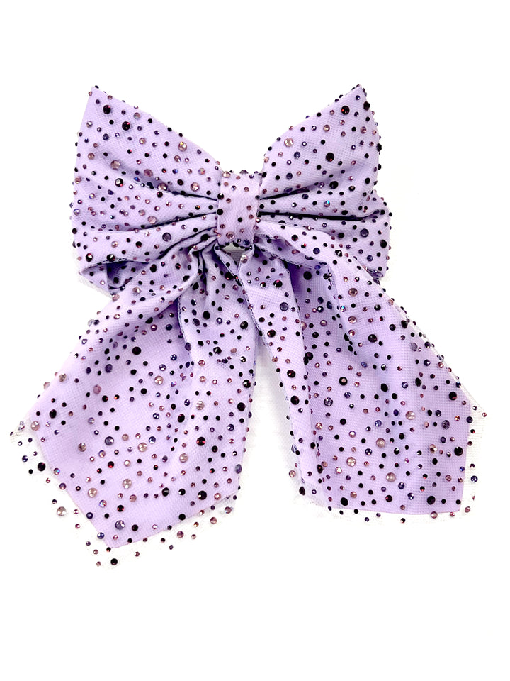 Jeweled Tulle Bow Tail Clip