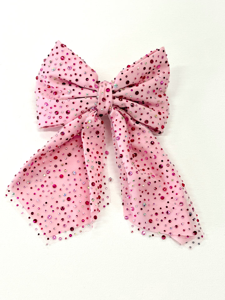 Jeweled Tulle Bow Tail Clip
