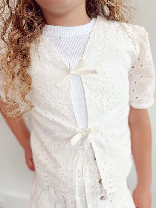 Girls Floral Eyelet Top