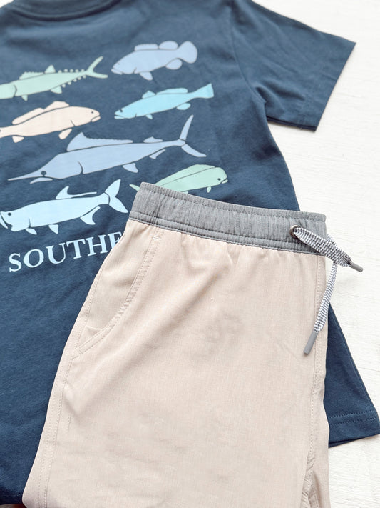 Youth Heather Khaki Athletic Shorts