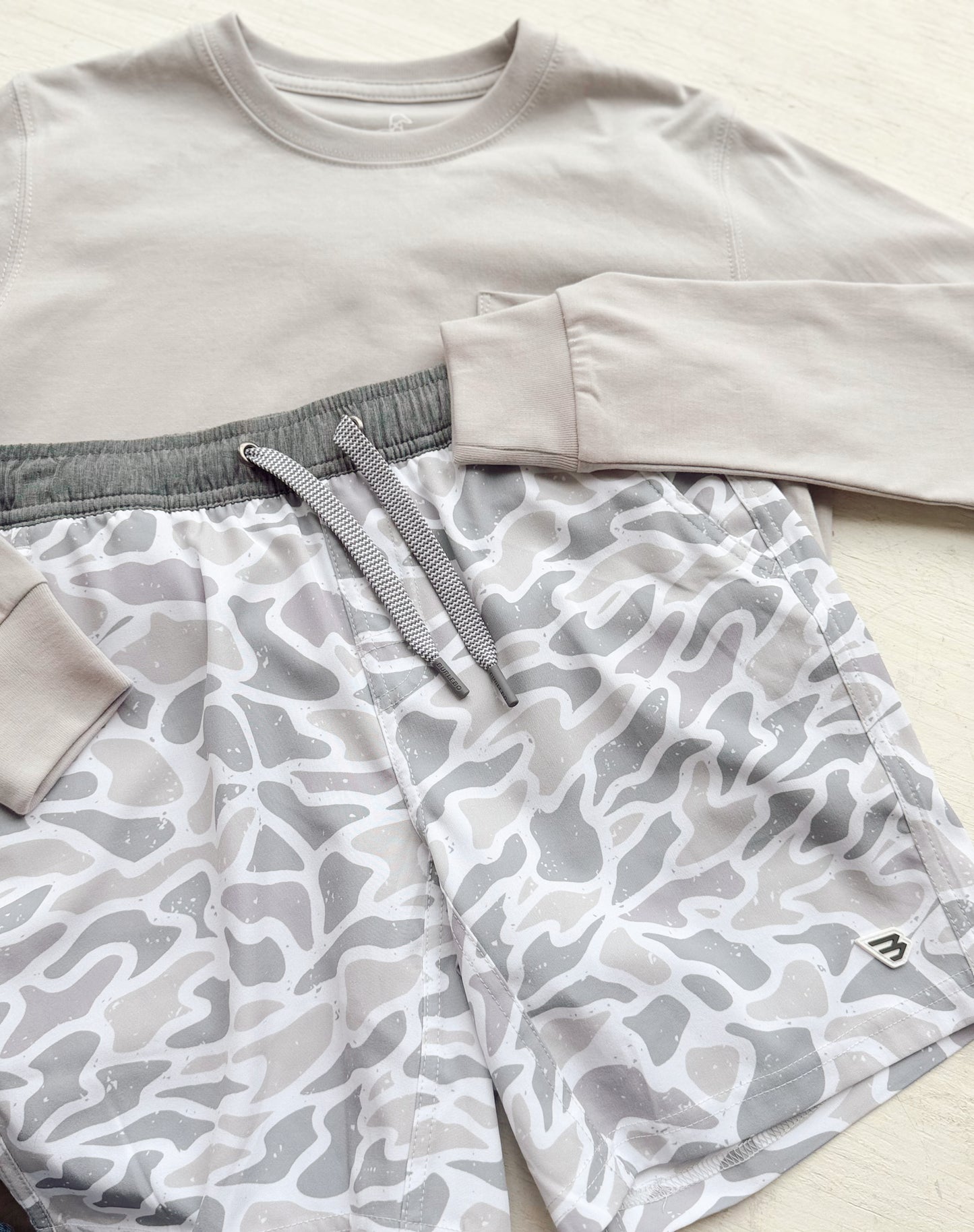 Youth White Camo Athletic Shorts