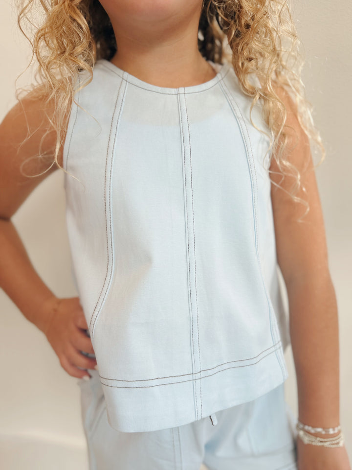 Girls Panel Knit Tank