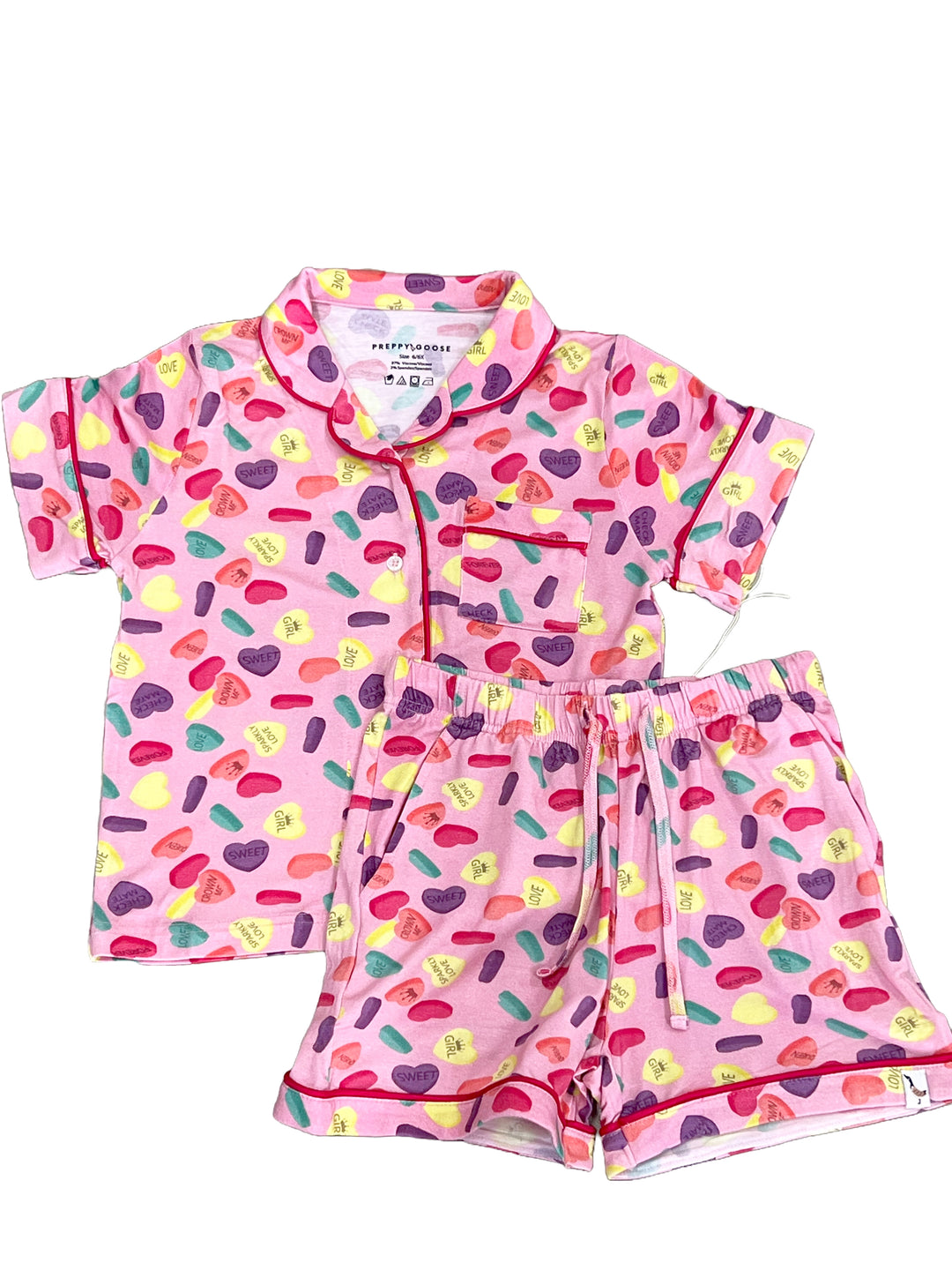 Girls Candy Hearts Short Pajama Set