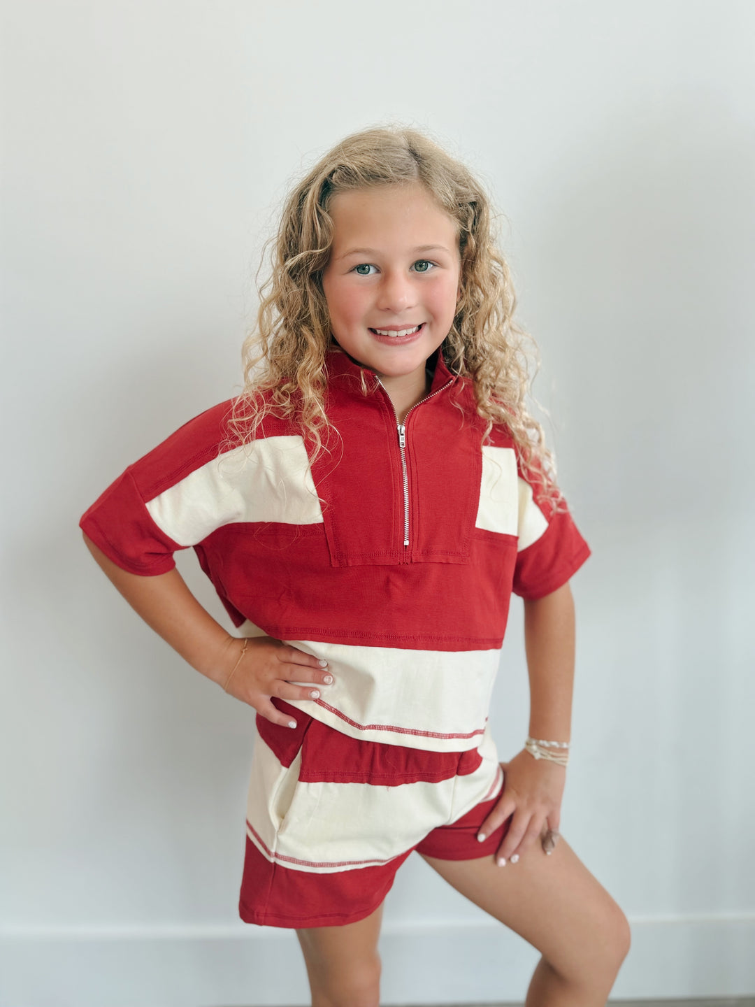 Girls Stripe Elastic Shorts