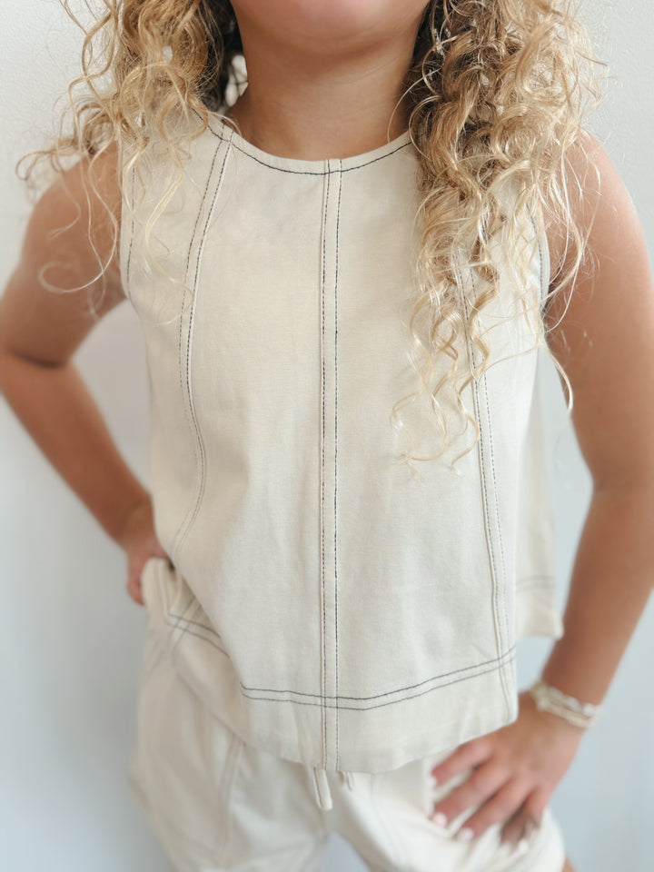 Girls Panel Knit Tank