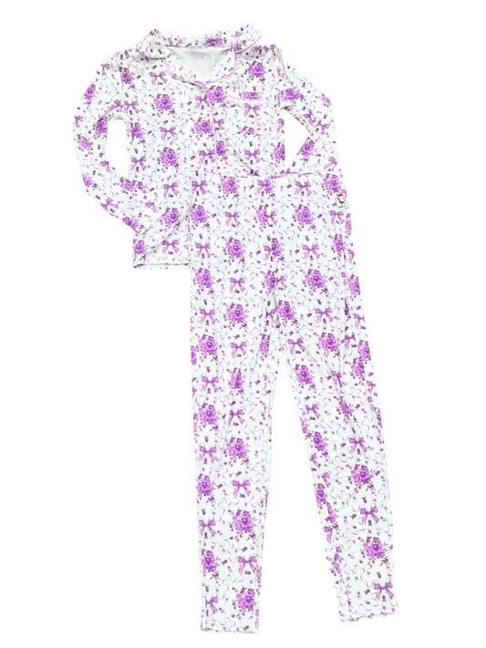 Floral Bows Jersey Pajama Set