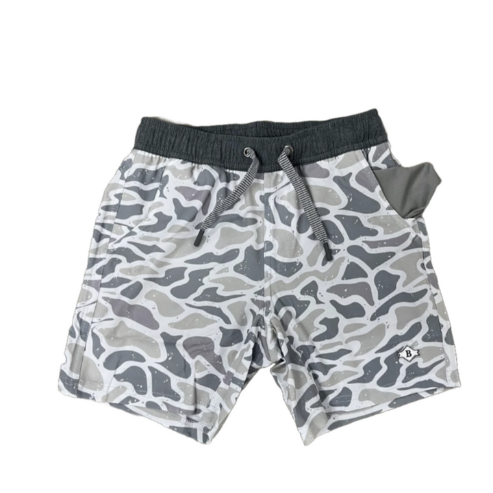 Youth White Camo Athletic Shorts