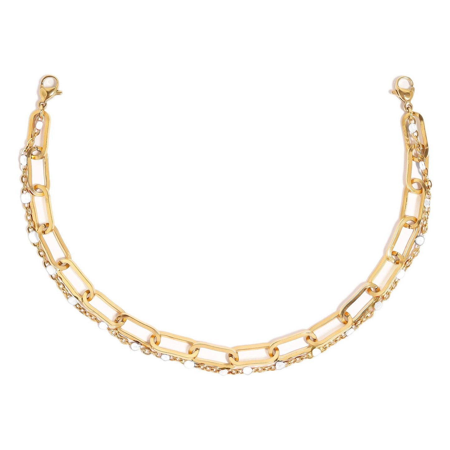 Trucker Hat Chain: Paperclip and Satellite Layered Chain Set