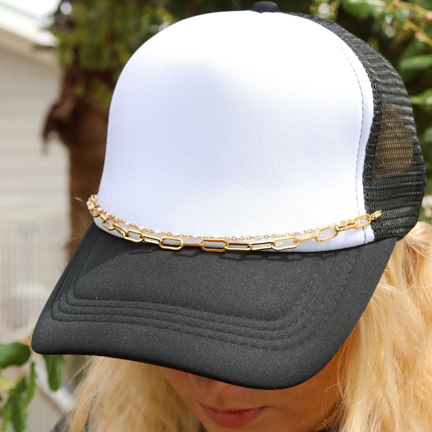 Trucker Hat Chain: Paperclip and Satellite Layered Chain Set