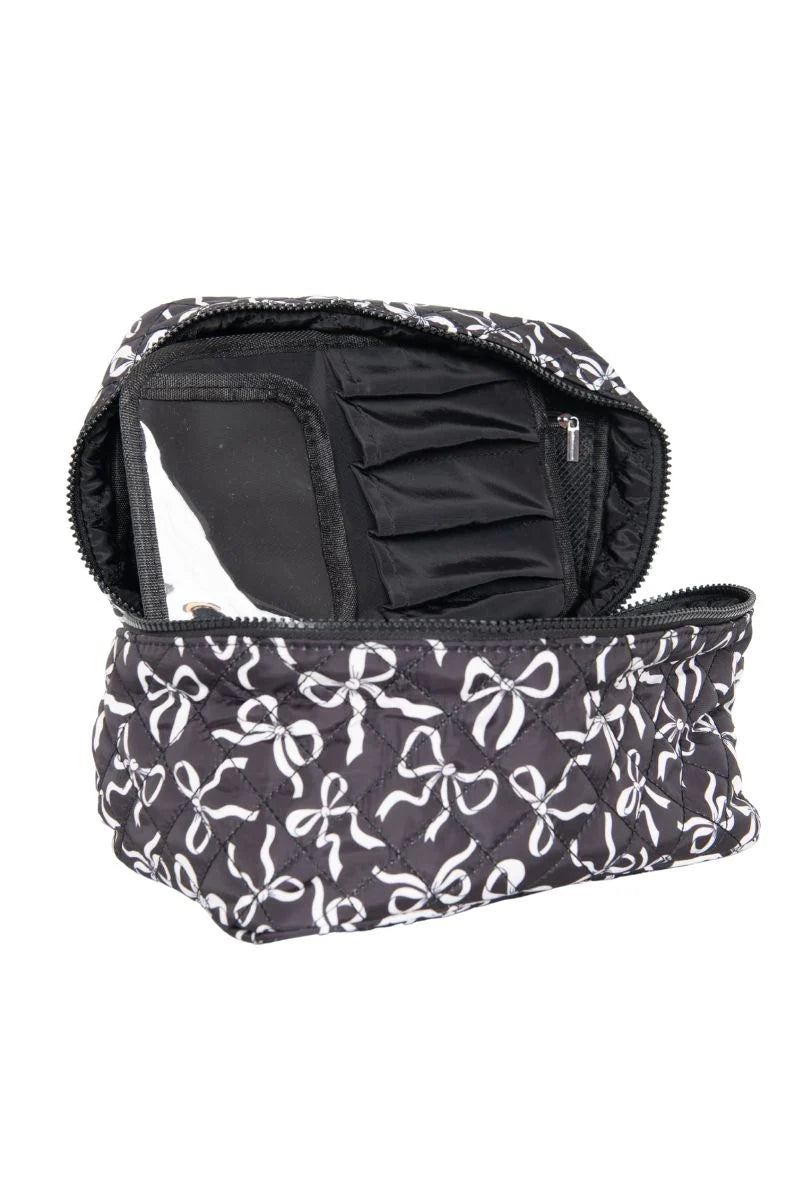 Black & White Coquette Bow Make Up Bag