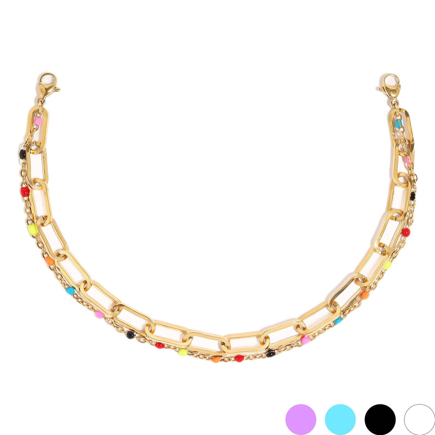 Trucker Hat Chain: Paperclip and Satellite Layered Chain Set